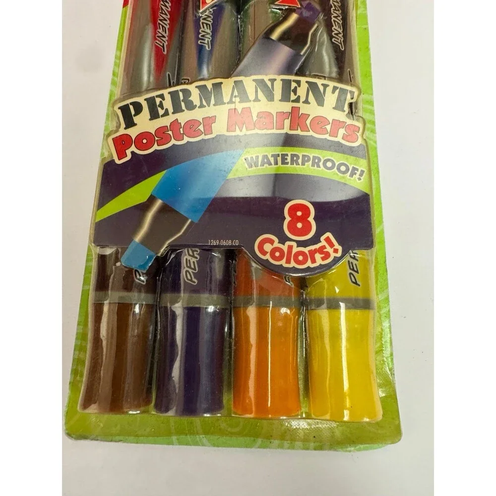 VTG 2007 Art Skills Permanent Waterproof Poster Markers Chisel Tip 8 Pack New